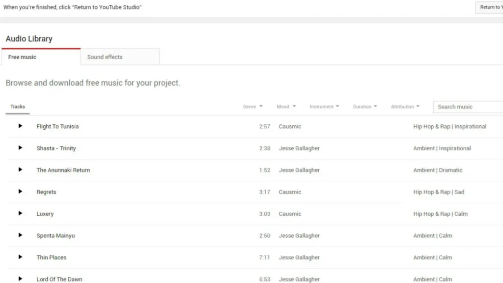 Youtube Audio Library