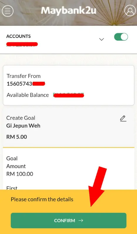 cara buat goal maybank2u