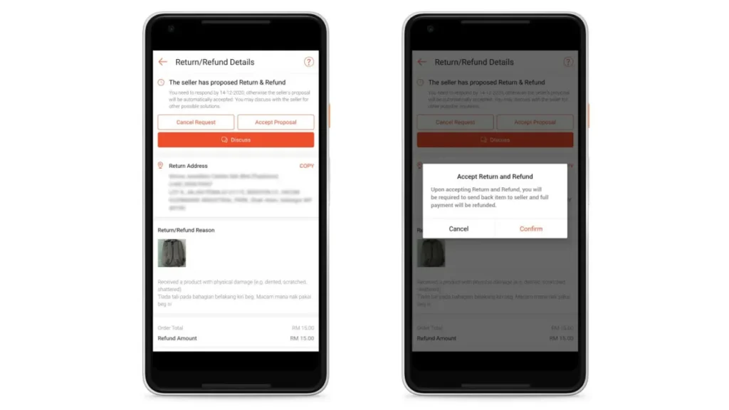 cara minta refund dan return shopee