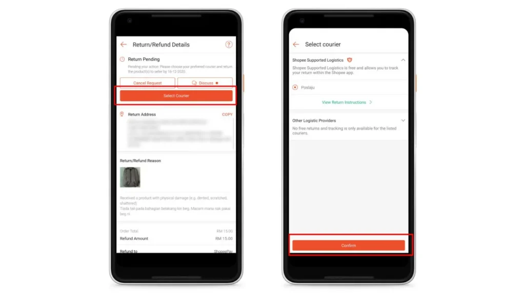 cara minta refund dan return shopee