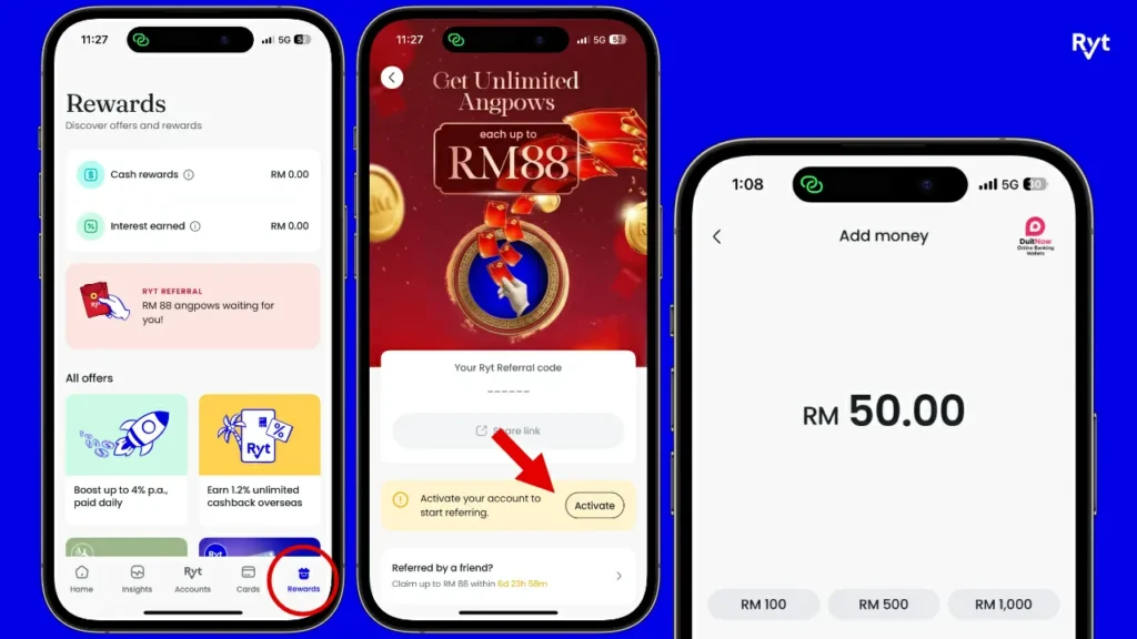 cara aktifkan ryt bank