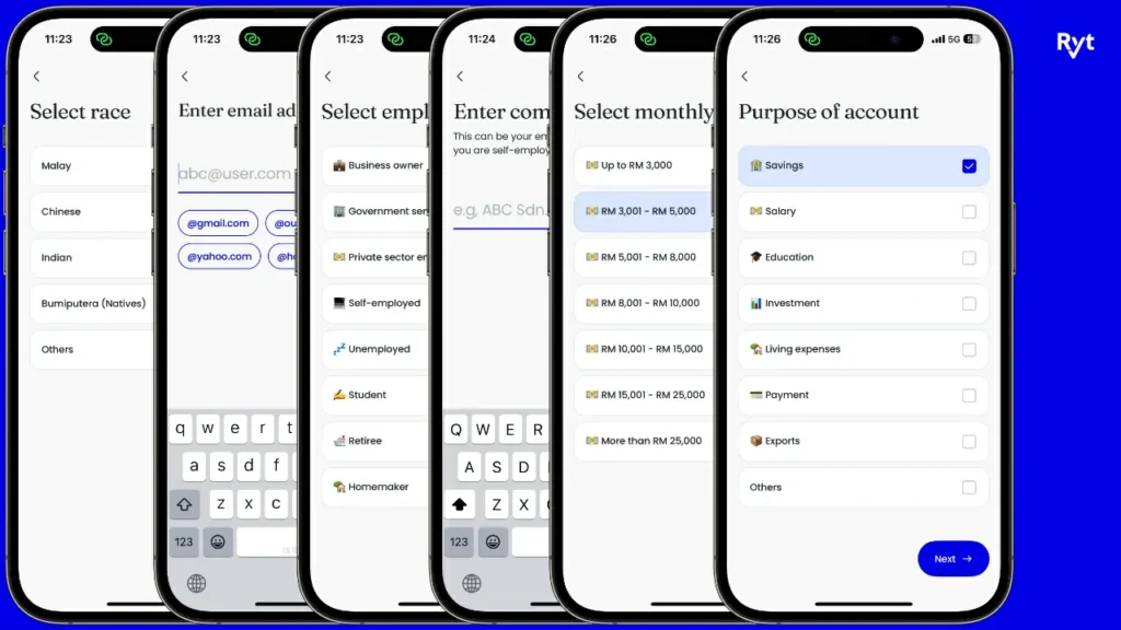cara daftar ryt bank maklumat diri