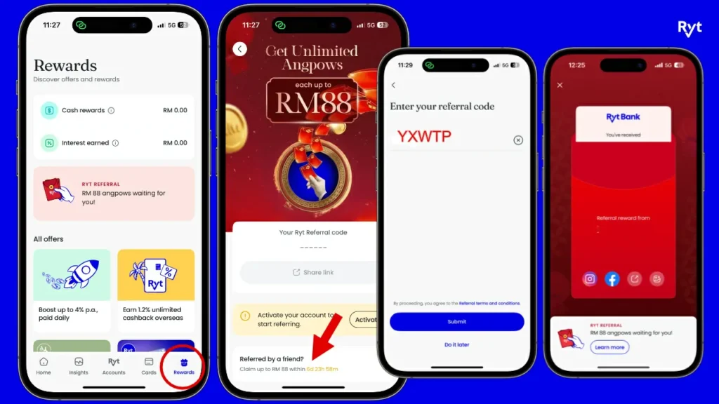 cara dapatkan angpo rm88 dari ryt bank