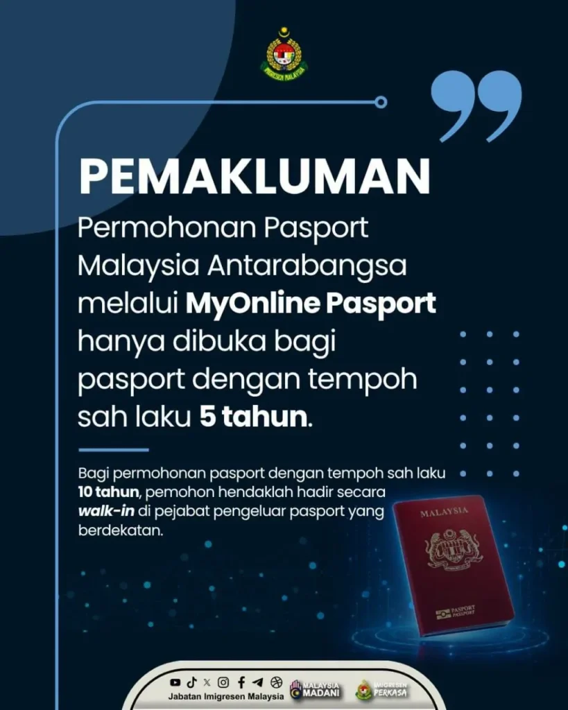 10 tahun pasport kena walk-in