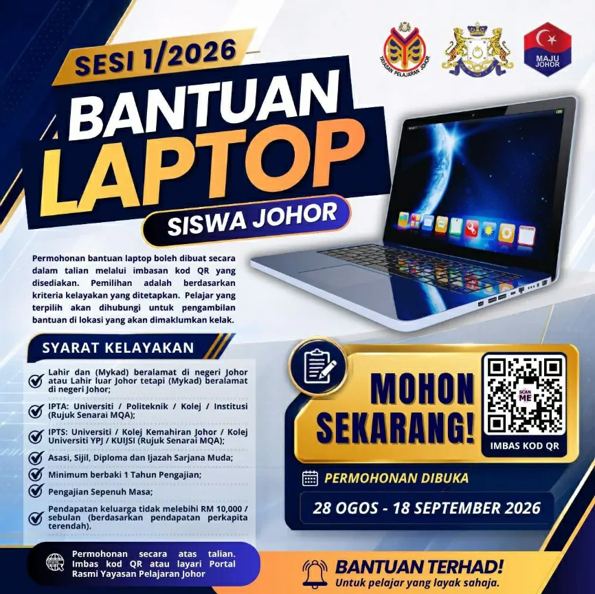bantuan laptop siswa johor 2026