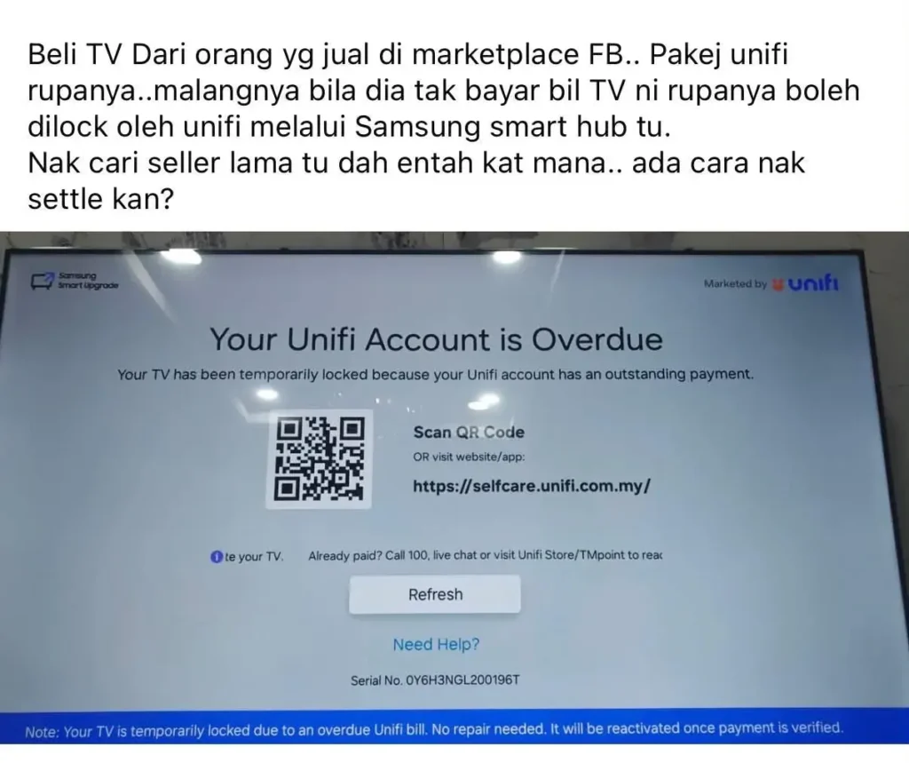 tv pun boleh kena lock unifi
