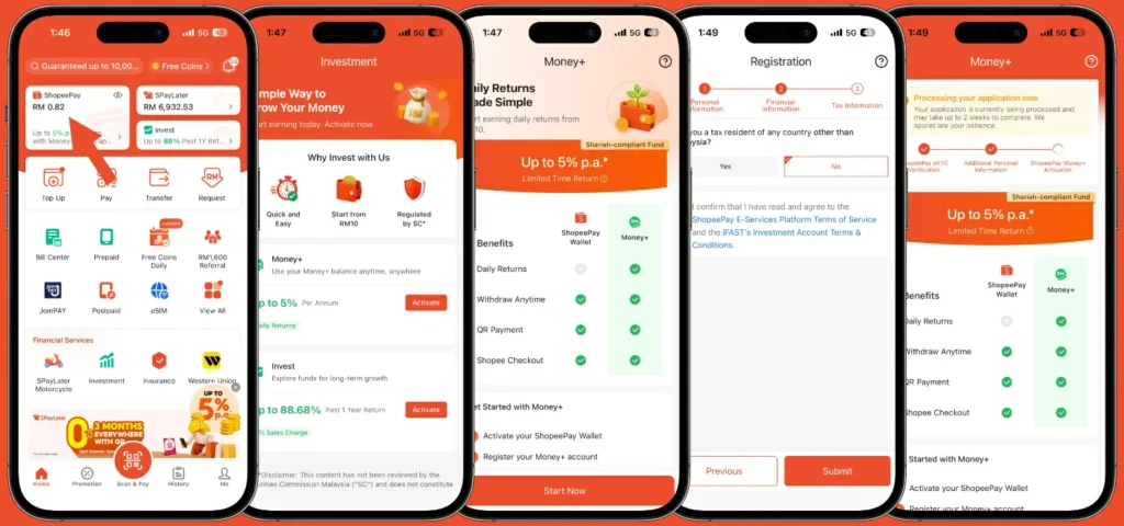 cara buat money+ shopeepay