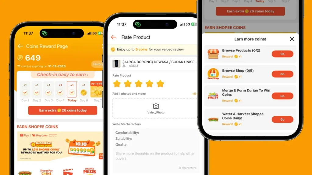 cara kumpul shopee coins